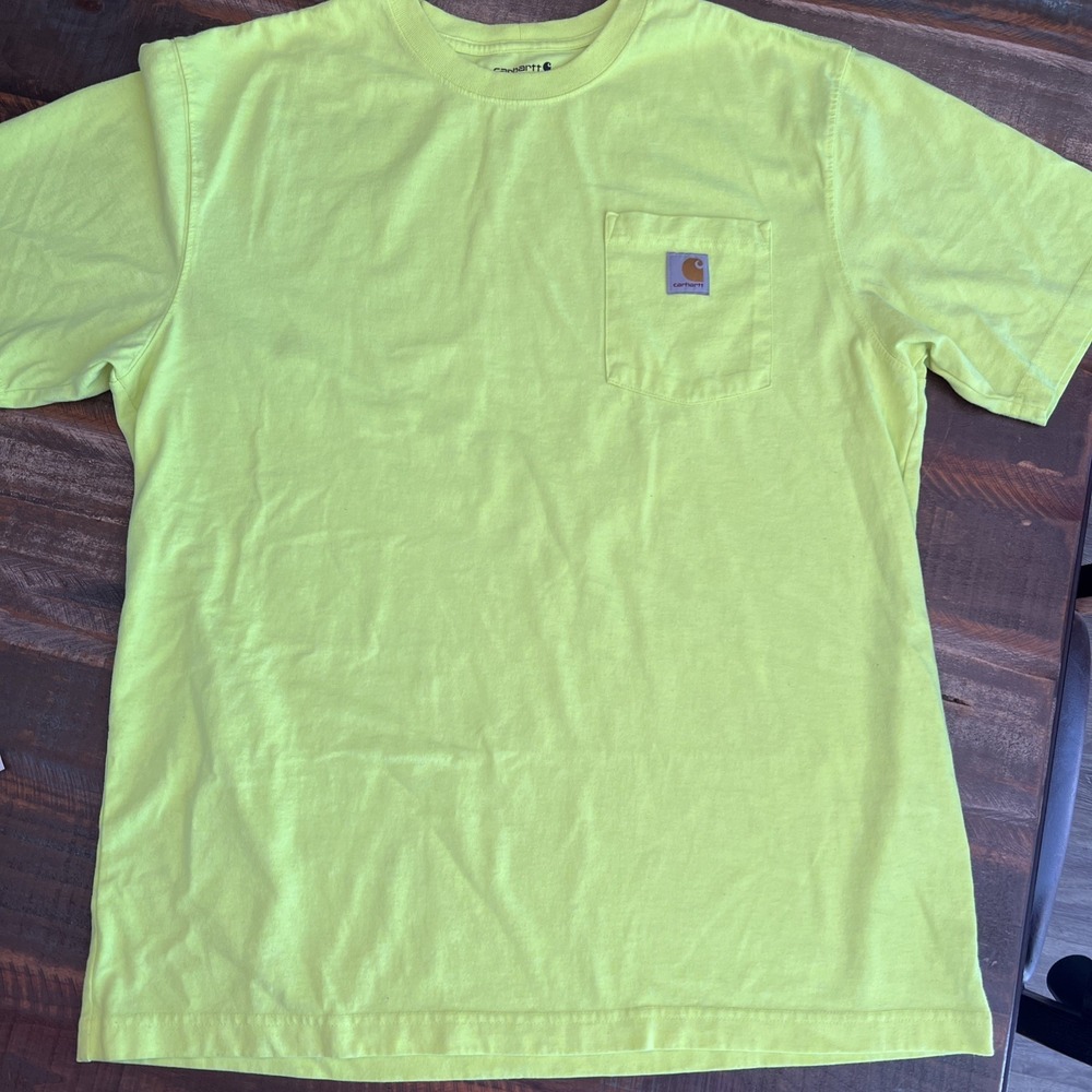 Carhartt Shirt Men Large Neon Yellow Loose Fit Short Sleeve Casual Work T